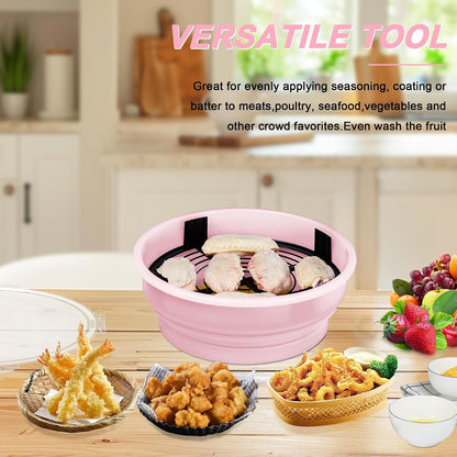 FJNATINH Collapsible Batter Bowl - Mess Free Better Breader Shaker Bowl with Lid Breading Shaker Container for Fried Fish, Fried Chicken, Onion Rings & More,No Leak,Easy to Store,Light Blue