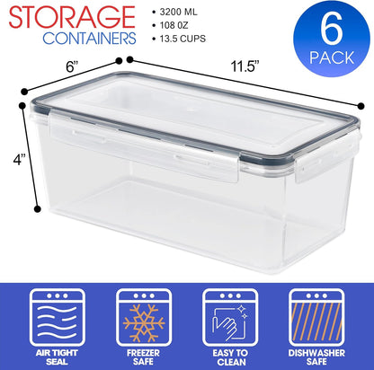 Sorbus Food Storage Containers - Pack of 8 - Air Tight, Four-Way Snap Lids Keeps Food Fresh - Store Cereal, Pasta, Flour, Nuts, Candy - Durable Plastic Kitchen Pantry Bins