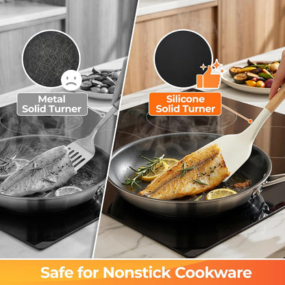 WISELIFE Kitchen Utensils Set - 33 PCS, Heat-Resistant Silicone Cooking Utensils Set with Wooden Handle, BPA-Free Kitchen Gadgets Spatula Sets with Holder for Nonstick Cookware (Black)