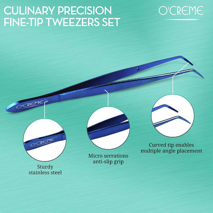 O'Creme Stainless Steel Precision Kitchen Tweezer Tongs 6.25" with Fine Tip (Purple)