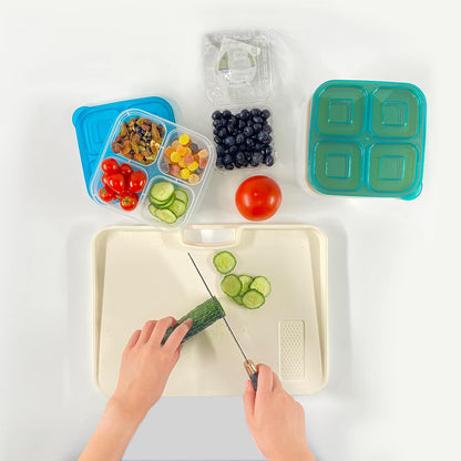 Finorder 6 Pack 4-Compartment Snack Containers, Reusable Food Containers for Kids School, Adults Office, Picnic Trip, Lunch Bento Box Meal Prep Containers (Bright Color Set)
