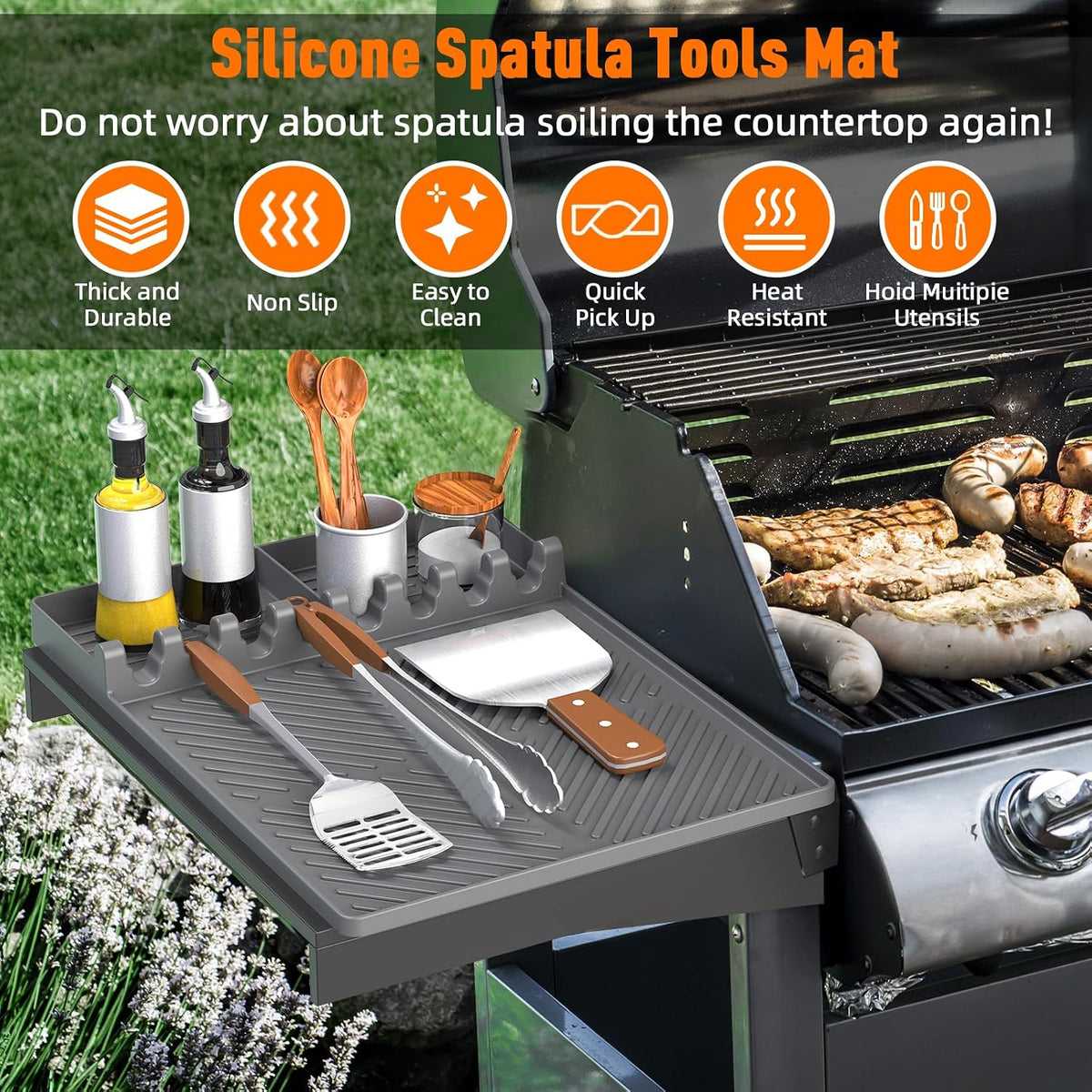 Silicone Grill Mat Compatible with Blackstone, BBQ Griddle Tool