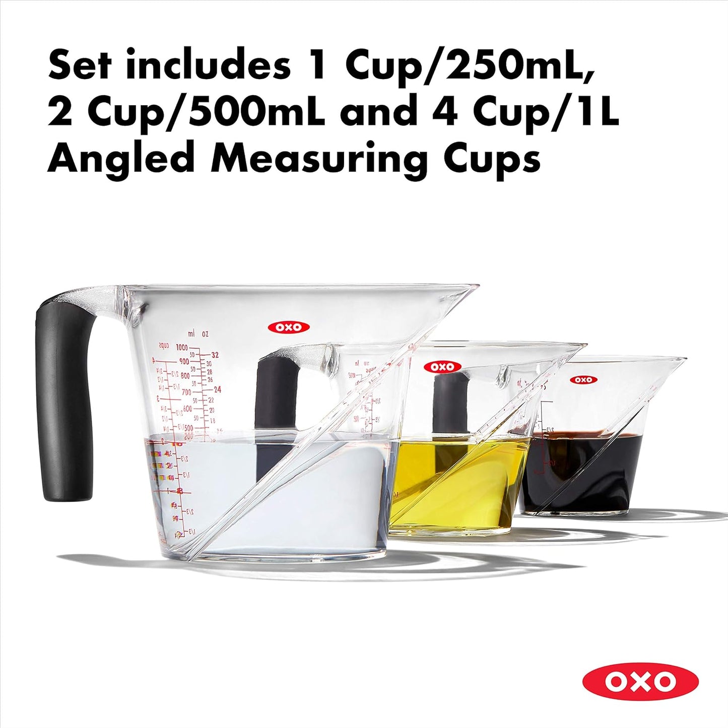 OXO Good Grips 3-Piece Angled Measuring Cup Set (Black) and Swivel Vegetable Peeler