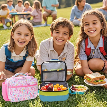 RHCPFOVR Kids Lunch Bag - Insulated Lunch Box for Boys Girls,Washable Lunch Bag and Reusable Toddler Leak-proof Lunchbox for School and Daycare - Colors B