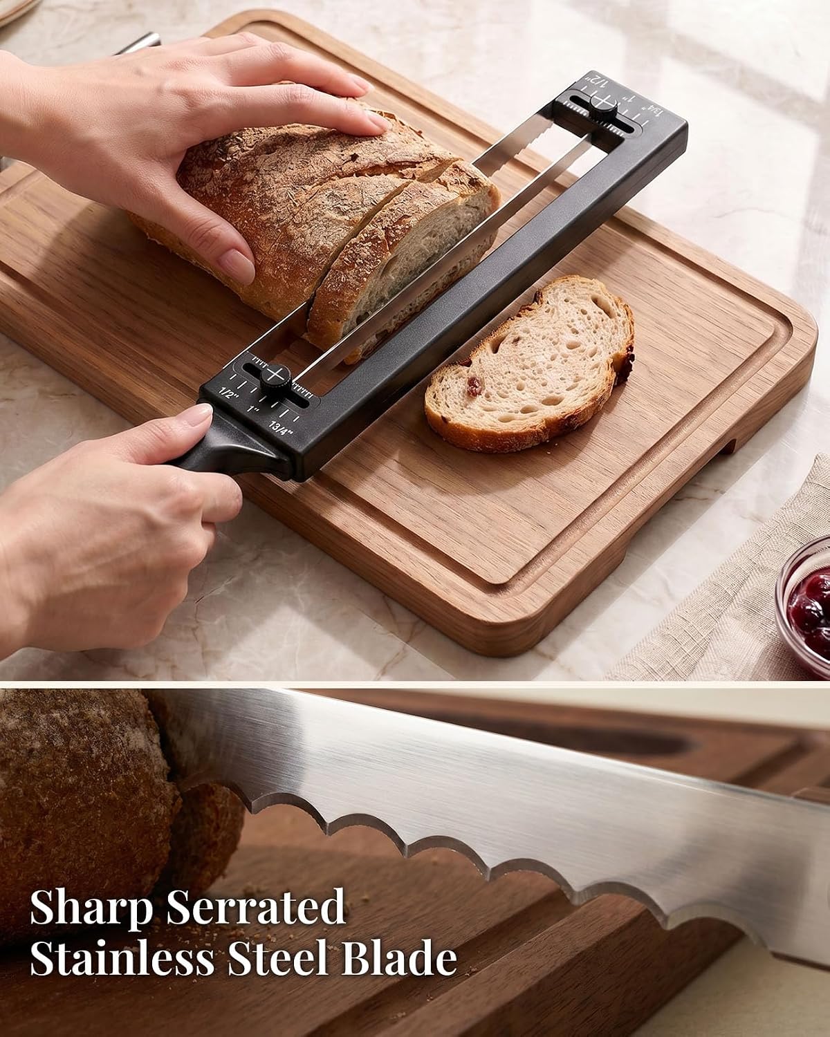 Adjustable Bread Knife, Ambidextrous Design Bread Slicer for Homemade Bread
