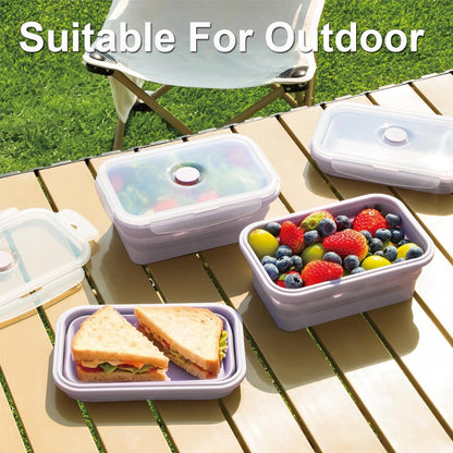 Large Silicone Food Storage Containers 68oz/2000ml 4 Pack | Collapsible Meal Prep Containers, Airtight Leakproof Lid, Containers for Camping, Microwave Freezer Dishwasher Safe