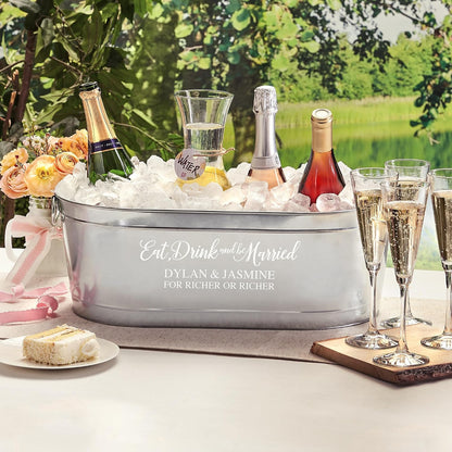 Let's Make Memories Personalized Beverage Tub - Custom Beverage Tub - Customize With Name & initial - Galvanized Drink Tub - 20 ¾"L x 11 ¾"W x 7" H - 5.5 Gallons