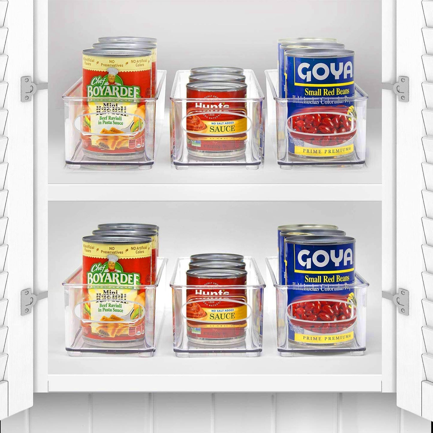 Sorbus Stackable Refrigerator Organizer Bins - Set of 4 Clear Storage Bins for Kitchen Pantry, Freezer & Fridge Organization - Food Organizing Plastic Containers with Handles for Countertops & Drawers