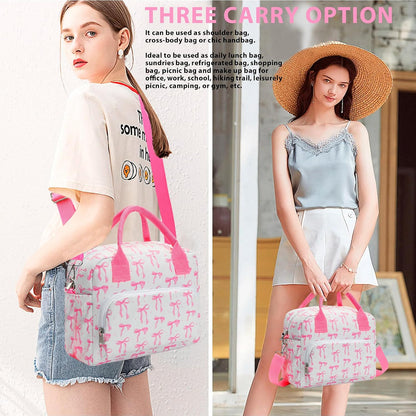 RLGPBON Insulated Lunch Bag Teen Girls, Preppy Lunch Box Large Insulated Lunch Bag Reusable Lunch Tote Bag, Preppy LunchBag for Girls School Travel Picnic