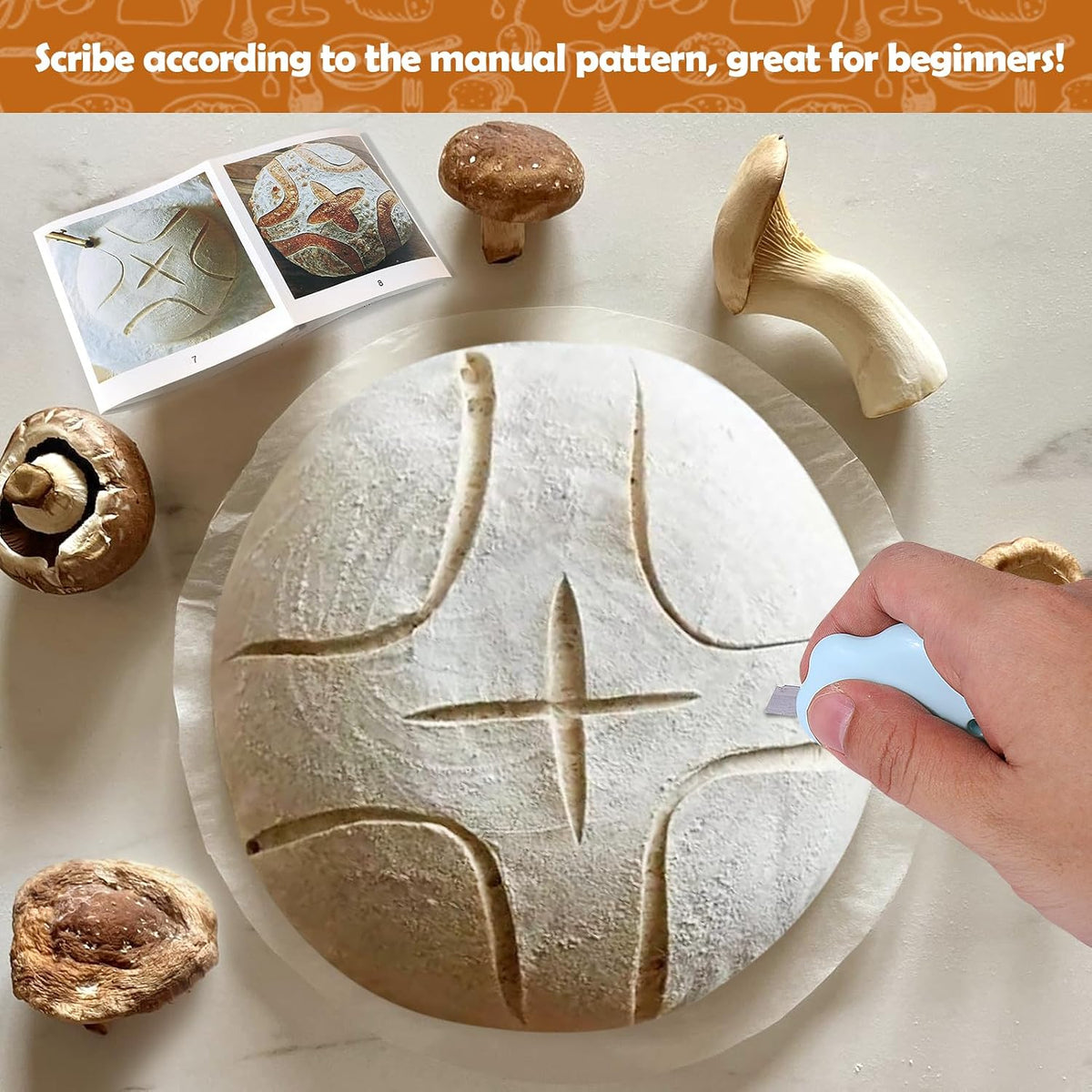 Vodolo Bread Lame Dough Scoring Tool,2PCS Sourdough Bread Scorer,Bread Making Razor for Homemade Bread with Scoring Patterns Booklet