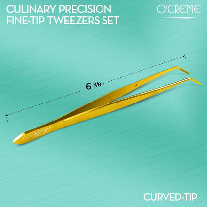 O'Creme Stainless Steel Precision Kitchen Tweezer Tongs 6.25" with Fine Tip (Purple)