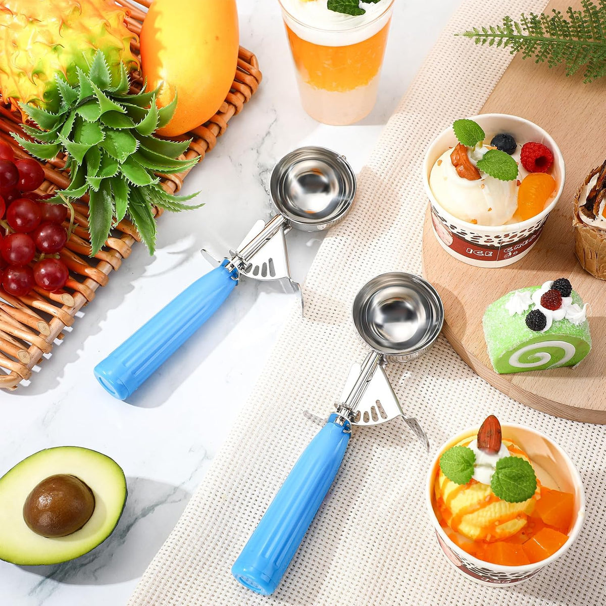 Reallnaive Ice Cream Scooper with Trigger, 4 oz, Gray