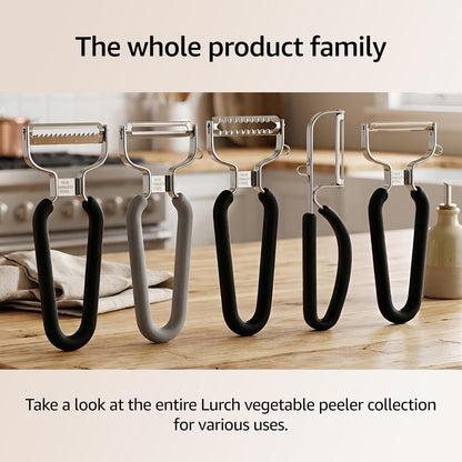 Lurch Germany Julienne Vegetable Y Peeler 5.1 x 2.3 Inches / 13 cm x 6 cm | Stainless Steel Cutter & Slicer for Carrot, Potato & Apple | Veggie Zoodles Maker | Non-slip Comfortable Handle - Black