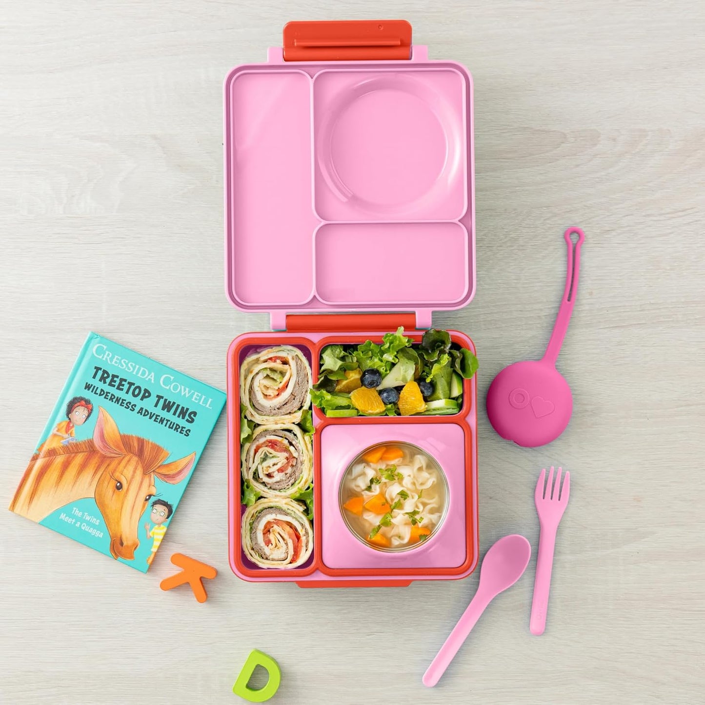 Omie OmieBox Kids Utensils Set with Case - 2 Piece Plastic, Reusable Fork and Spoon Silverware with Pod for Kids (Mint Green)