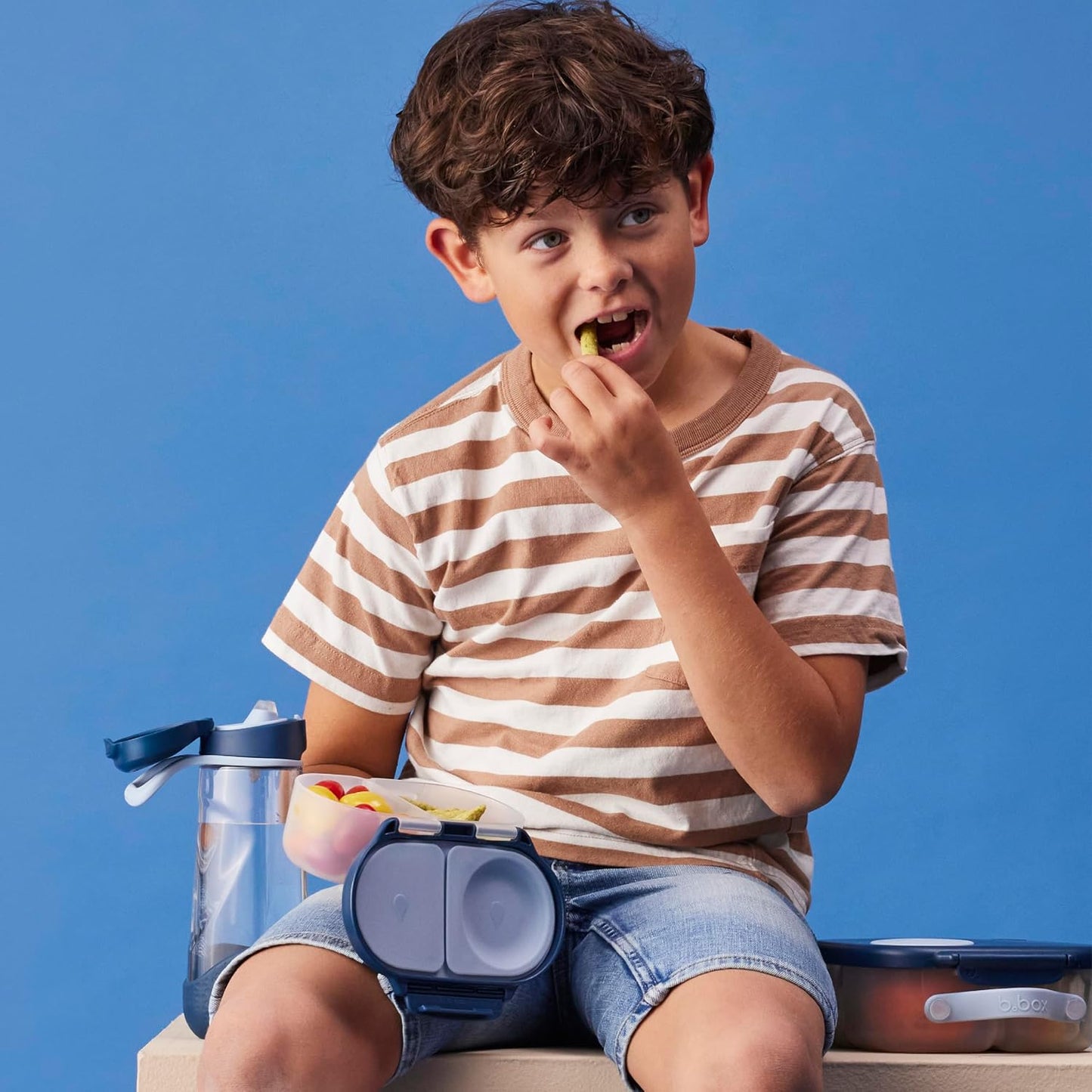 b.box Snack Box 2-Pack - Leak Proof Mini Bento Box for Kids & Toddlers, 2 Compartment Snack Containers for Kids, Dishwasher Safe, BPA-Free, PFAS-Free, Ages 4mo+, 1 3/4 Cup Each (Strawberry + Lilac)