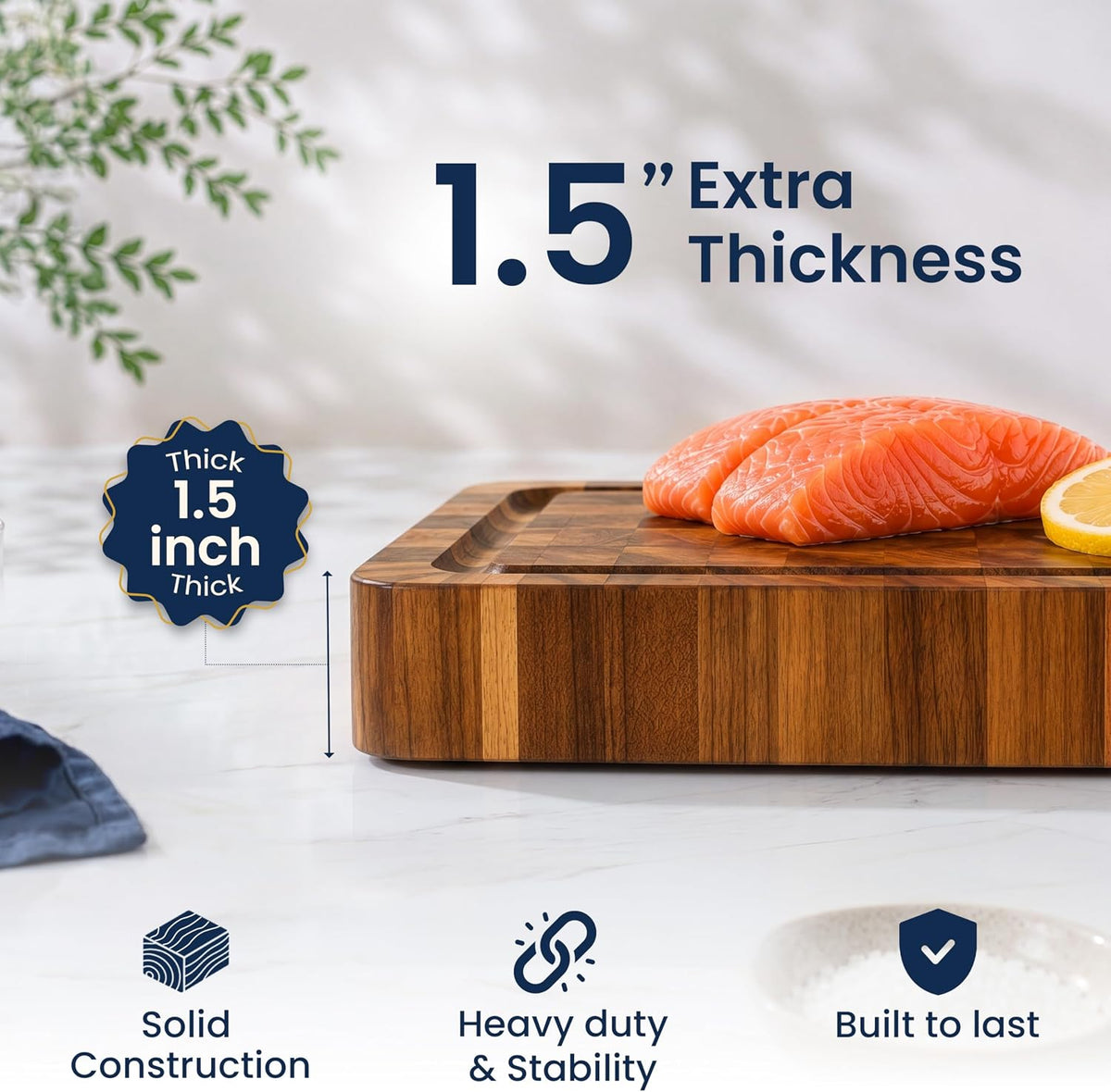 HOMESTEAD End Grain Acacia Wood Cutting Board 23x18x1.5, Reversible Butcher Block Board for Kitchen with Deep Juice Groove, Handles, Knife-Friendly Surface for Meat Chopping and Charcuterie Serving