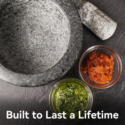 Kota Japan Large Black Granite Mortar & Pestle Natural Stone Grinder for Spices, Seasonings, Pastes, Pestos and Guacamole