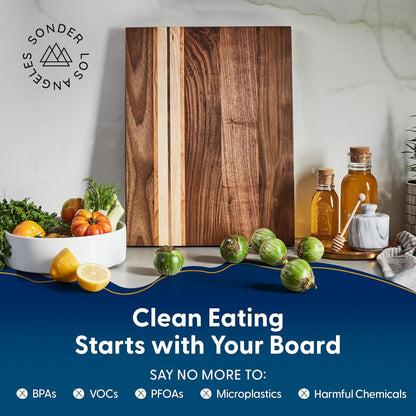 Sonder Los Angeles Doheny Wood Cutting Board Set | Acacia Edge Grain Cutting Board for Kitchen with Juice Groove | Perfect for Compact Daily Use | Gift Box Included | 14x10x1 in & 12x8x1 in