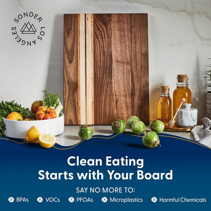 Sonder Los Angeles Doheny Wood Cutting Board Set | Acacia Edge Grain Cutting Board for Kitchen with Juice Groove | Perfect for Compact Daily Use | Gift Box Included | 14x10x1 in & 12x8x1 in