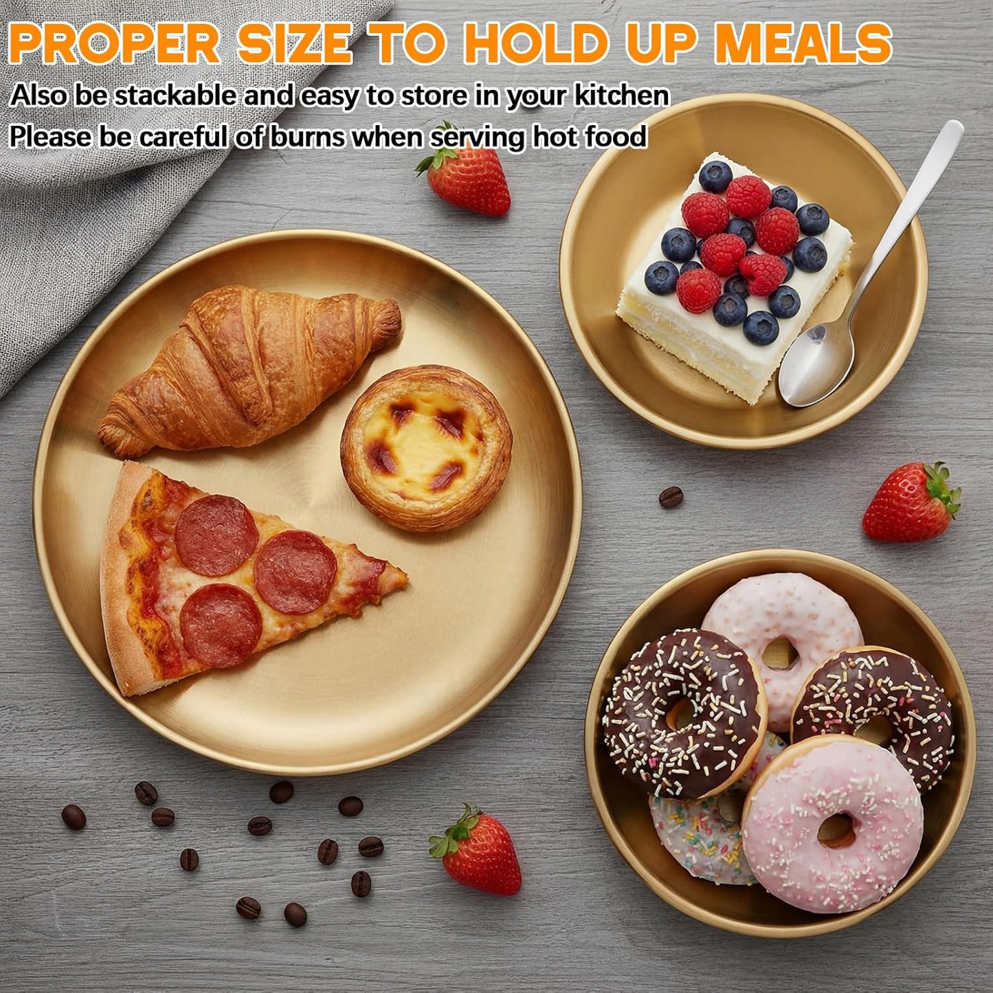 304 Stainless Steel Plates and Bowls Sets - 9 Inch Metal Camping Plates Reusable 20oz Steel Snack Bowls Feeding Serving Dinner Dishes for Adult Girls Boys