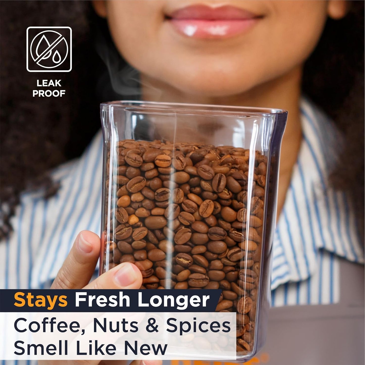 Deiss LUX Airtight Food Storage Containers with Lids - Pop Canisters Set for Pantry Organization, BPA-Free Stackable Kitchen Storage for Flour, Sugar, Cereal, Coffee | 2.1Qt, 0.95Qt, Measuring Cup