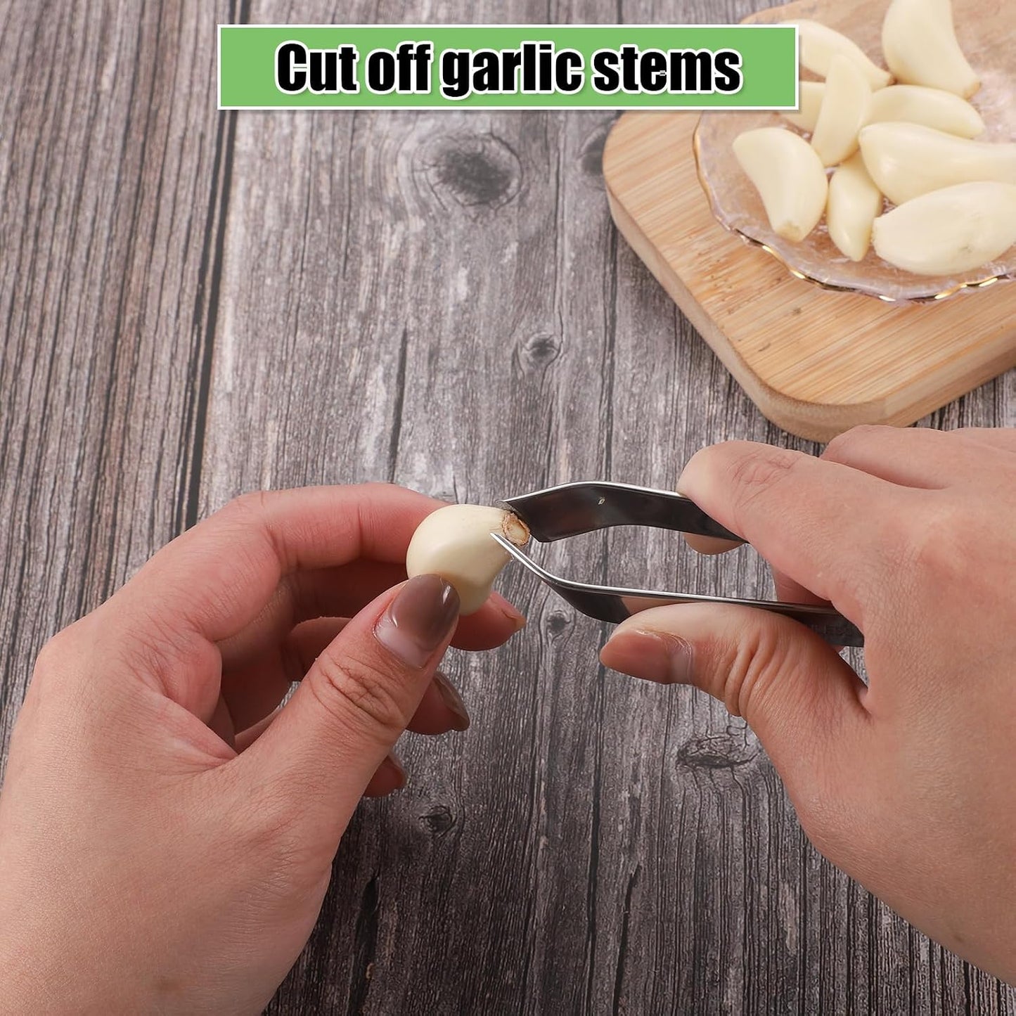 lasuroa 3pcs Stainless Steel Garlic Peeler with Fruit and Vegetable Remover, Garlic Tweezers Garlic Skin Remover Simple Fish Bone Tweezers Portable Garlic Peeling Clips Tool for Cooking Kitchen