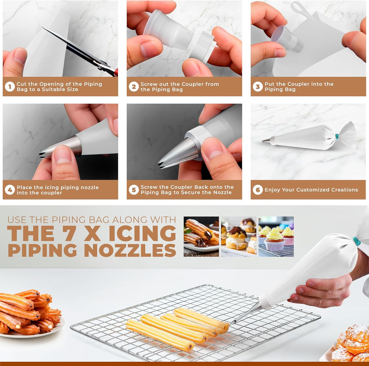 Churro Maker Machine & Spritz Cookie Press Gun Kit – 304 Stainless Steel