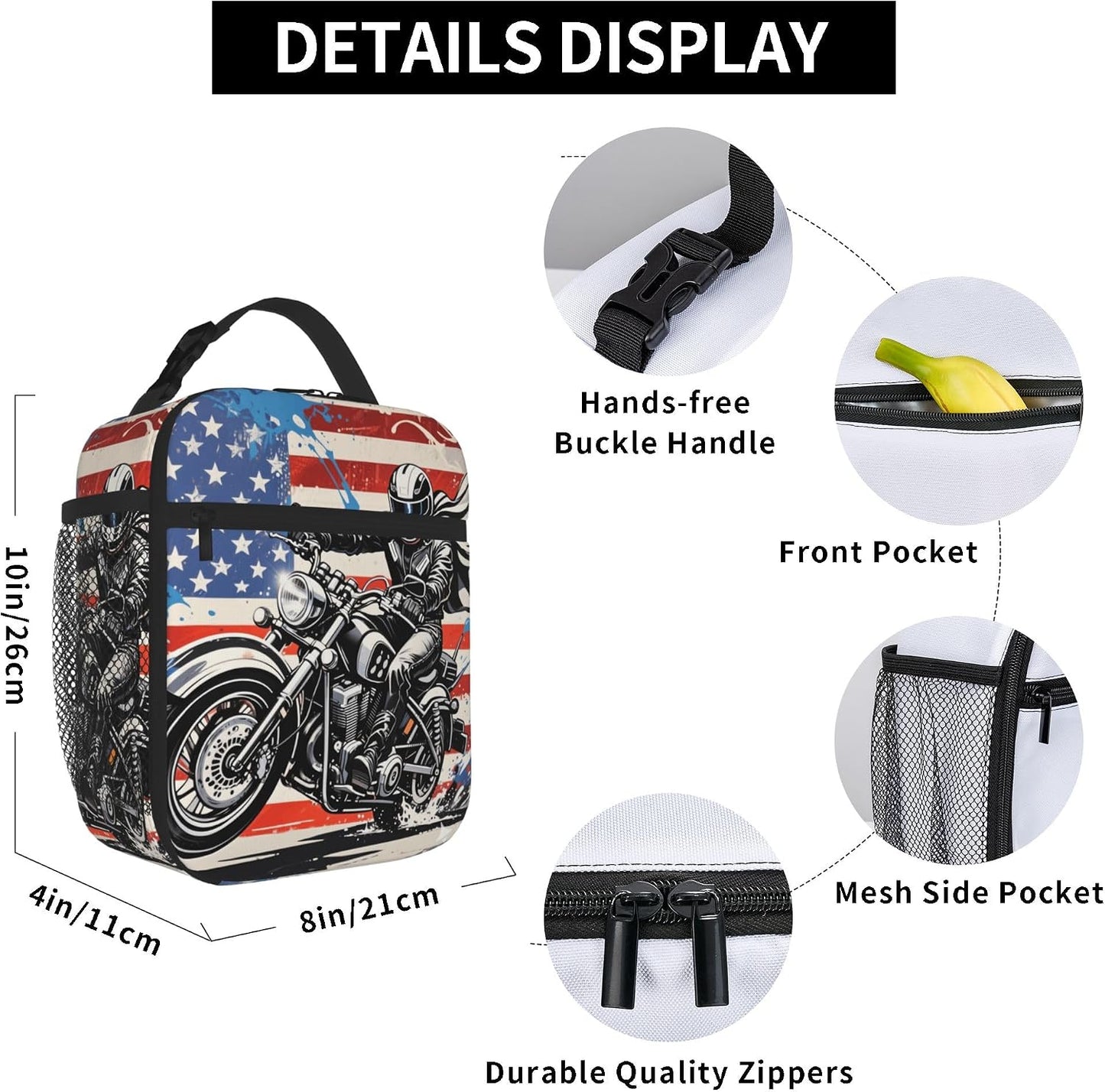 Dinosaur Volcano Insulated Lunch Bag for Women & Men, Reusable Leak-Proof Lunch Box with Cooler Compartment, Lunch Tote for Adults Work Travel Picnic Durable & Washable