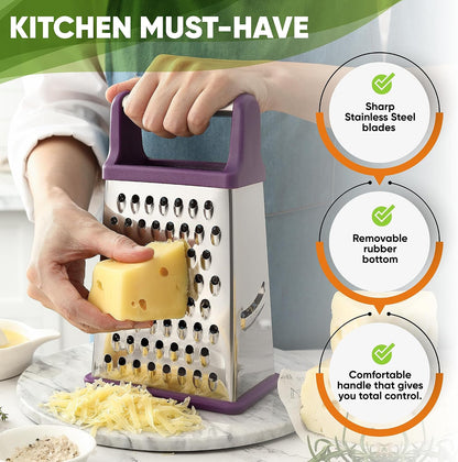 Spring Chef Stainless Steel XL Cheese Grater for Kitchen, Green