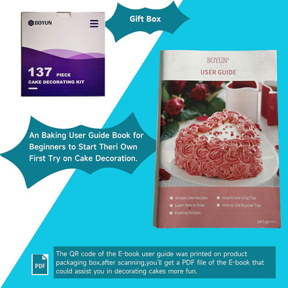 Boyun 138 Cake Decorating Kit, Baking Supplies Tools for Beginners & Pros