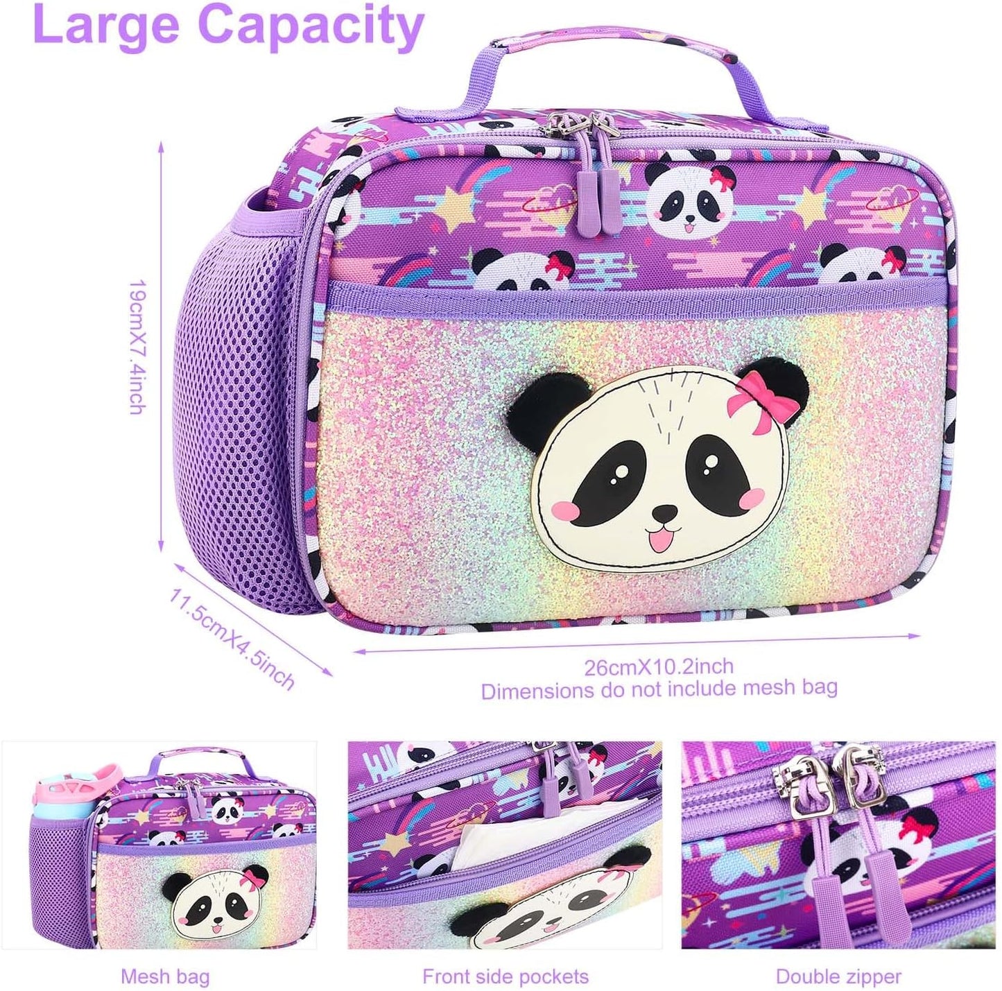 RHCPFOVR Kids Lunch Bag - Insulated Lunch Box for Boys Girls,Washable Lunch Bag and Reusable Toddler Leak-proof Lunchbox for School and Daycare - Colors B