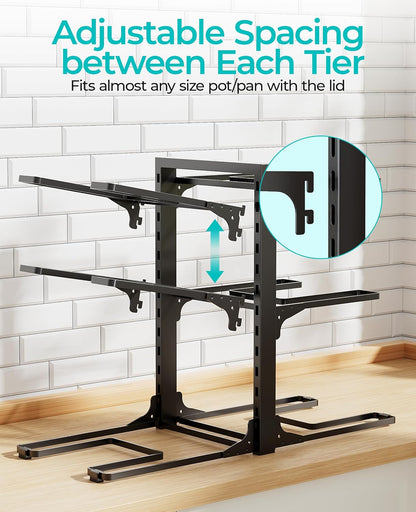 ORDORA Pots and Pans Organizer Under Cabinet 16.6", 8-Tier Adjustable Rack