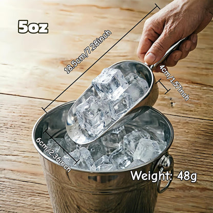 24oz Ice Cube Endurance Scoop, Cast Aluminum Shovel, Kitchen Utility Scoops With Finger Groove Handle, Ideal for Ice Cube, Coffee, Bean, Food, Candy, Flour, Popcorn Rust Free - Silver