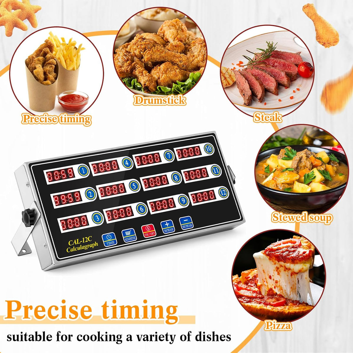 Relaxweex Commercial Digital Kitchen Timer for Cooking, 8 Channel