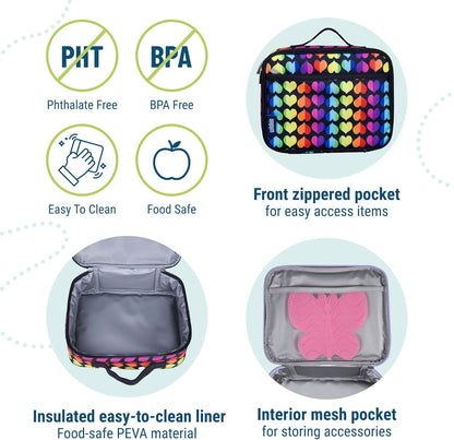 Wildkin Kids Insulated Lunch Box, Keeps Food Hot or Cold, BPA-Free with Mesh Pockets & Easy-Clean Lining – Ideal for School, Travel & Daycare – Holographic