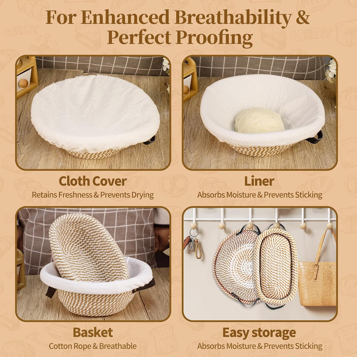 Sourdough Starter Kit 10" Round Banneton Bread Proofing Basket