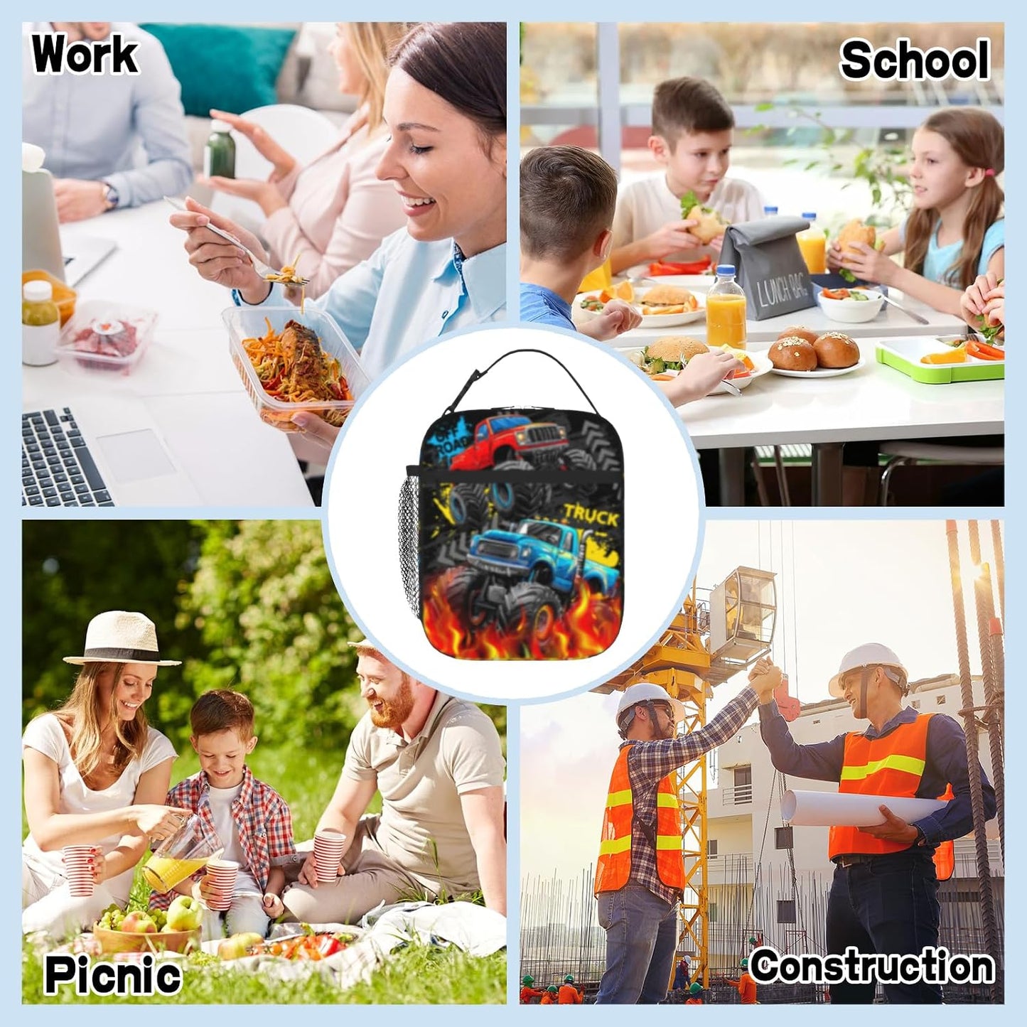 Boys Lunch Box for School Insulated Football Lunch Bag for Kid Boys Girls Teen Bento Boxes to School Office Picnic Travel Hiking Lunchbag Waterproof Leakproof with Adjustable Shoulder Strap