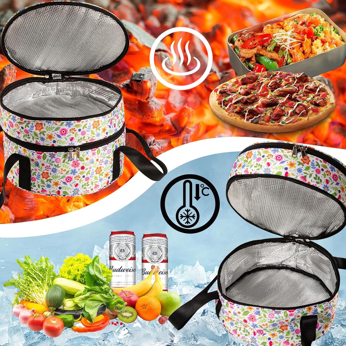 Casserole Carrier,Insulated Pie Carrier with Lid and Handle,Pie Carrier for Transport Pie Holders for Multiple Pies,Pie Carrying Case Casserole Carriers for Hot or Cold Food Picnic Pizza.12.5 Inch