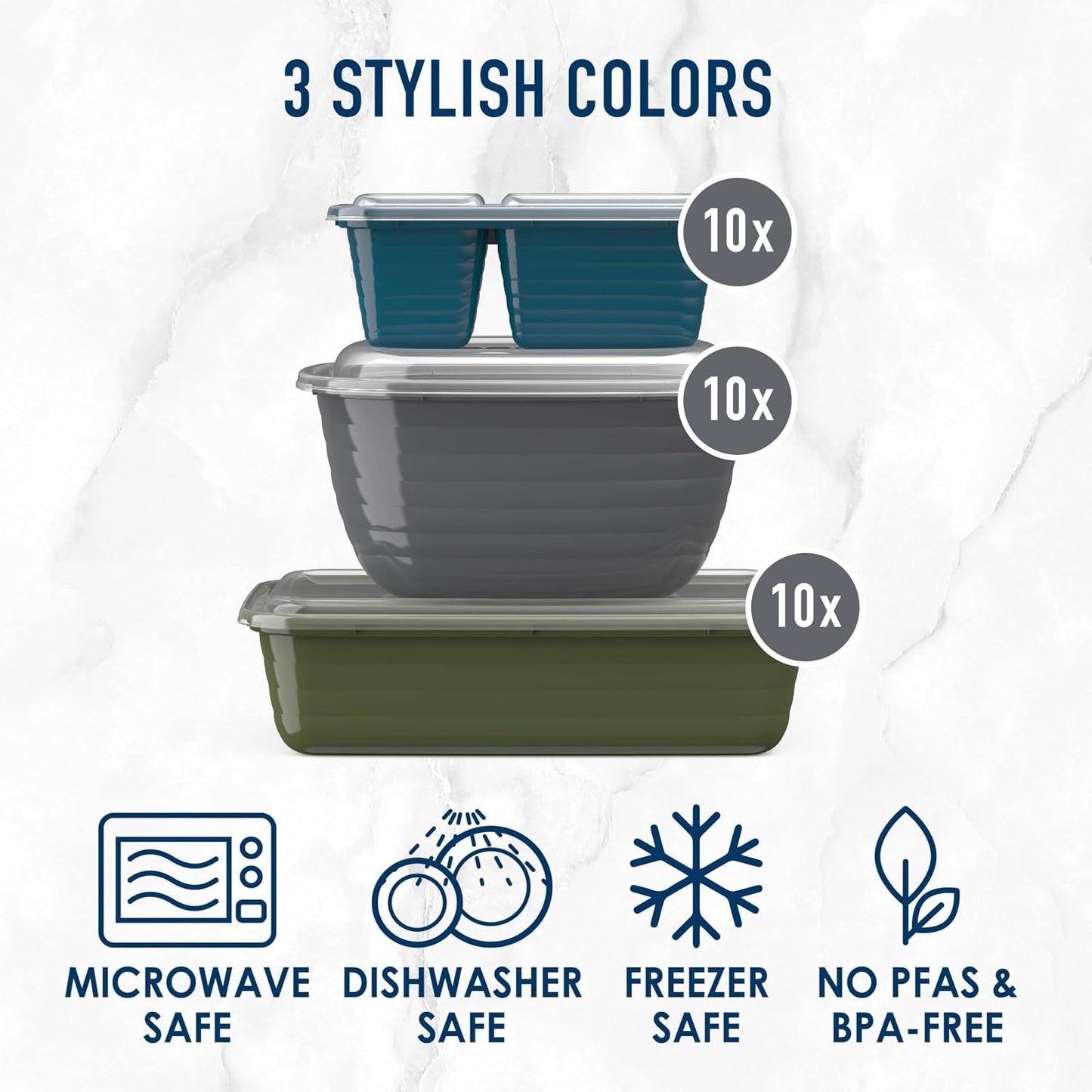 Bentgo Prep 60-Piece Variety Meal Prep Kit - Reusable PFAS & BPA-Free Food Containers 1-Compartment Trays, Prep Bowls, & Snack Boxes - Microwave, Freezer, & Dishwasher Safe (Rich Shades)