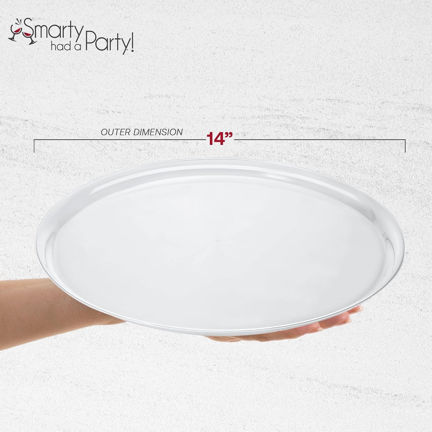 Smarty Had A Party 12 Inch Black Round Plastic Serving Tray – Heavy-Duty Party Platters & Catering Trays, Reusable or Disposable Plastic Trays for Serving Food, Elegant Party Tray Set of 25