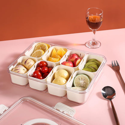 Bandesun Divided Serving Tray with Lid and Handle - Snackle Box Charcuterie Container for Portable Snack Platters - Clear Organizer for Candy, Fruits, Snacks，Nuts - Perfect (Pack of 2)
