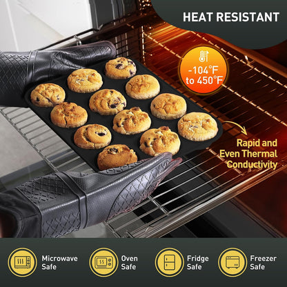 2 Pack 12 Cups Silicone Muffin Pan with Metal Reinforced Frame Regular Size Silicone Molds Cupcake Cake Baking Pans Cookie Baking Chocoflan Cupcake Mold Nonstick Muffin Tin Home Baking Supplies