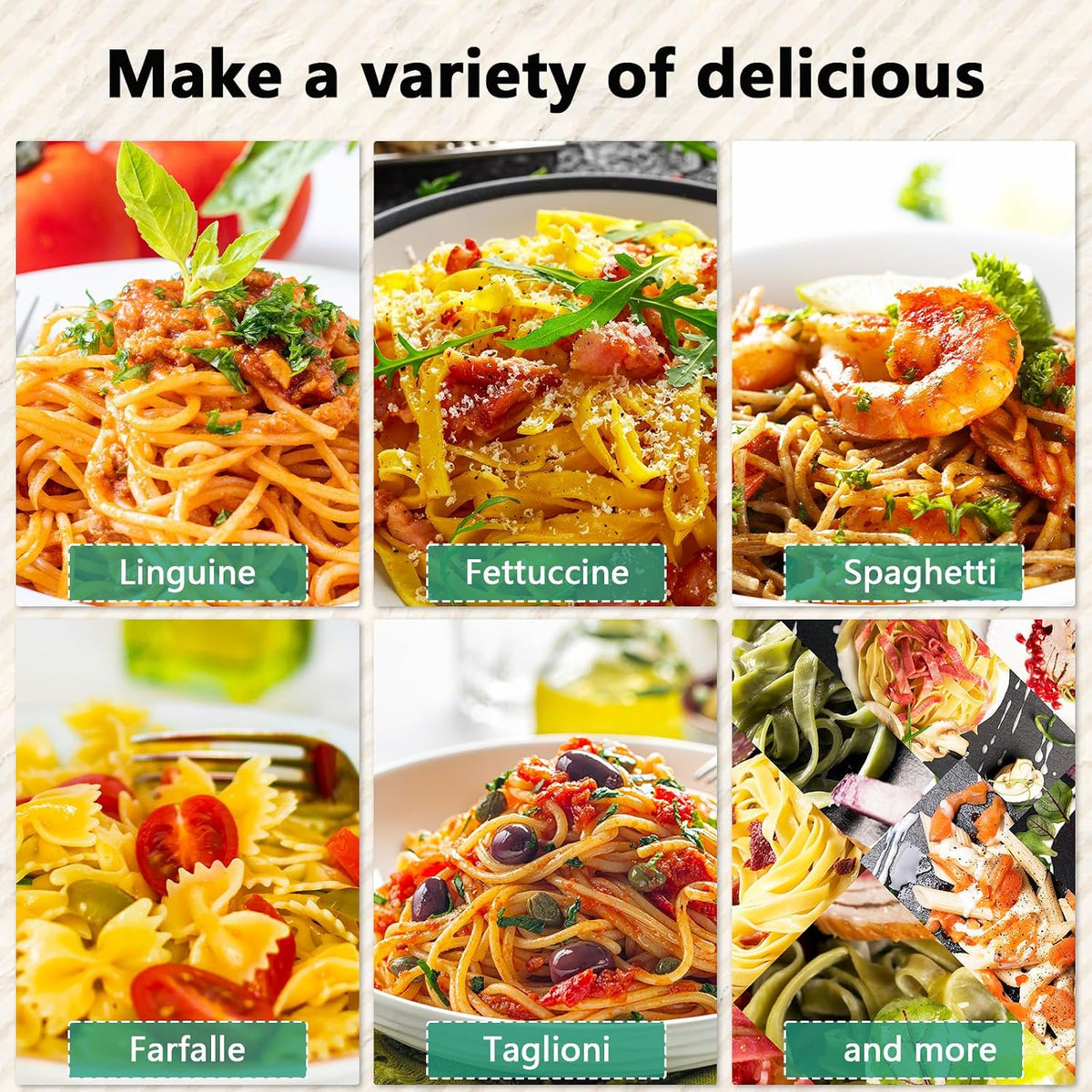 YASHE 3-in-1 Pasta Maker Machine with Adjustable Thickness