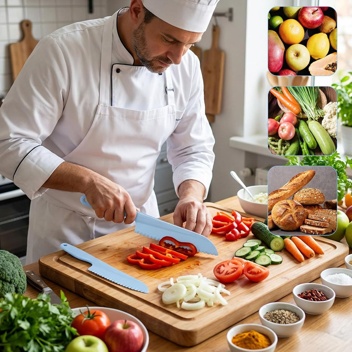 2Pcs Plastic Knife, Serrated Kitchen Cutter, Vegetable Knife to Prevent Browning Plastics Cake Knifes, Plastic Knives Heavy Duty for Cooking and Cutting Dishwasher Safe