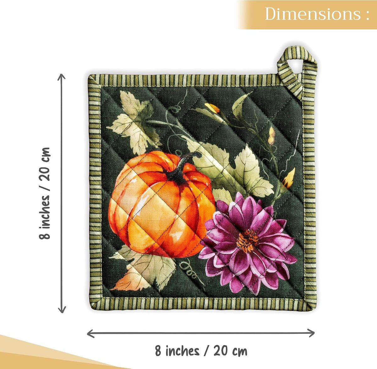 Maison d' Hermine 100% Cotton Oven Mitt & Pot Holder Set (7.5"x13" & 8"x8") - Colors C