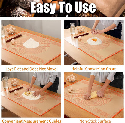 Silicone Pastry Mat 36x24 Inch Nonstick Baking Mat -Perfect for Dough, Pastry, Dough Rolling, Kneading Board, Pie Crust, Fondant, Pasta/Pizza, Kitchen Counter Mat