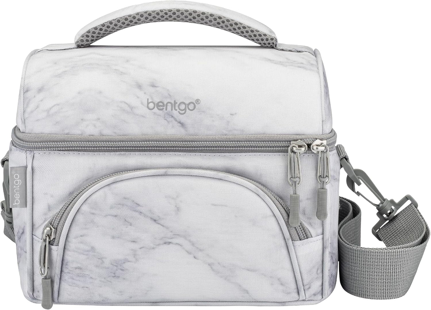 Bentgo Deluxe Lunch Bag - Durable and Insulated Lunch Tote with Zippered Outer Pocket, Internal Mesh Pocket, Padded and Adjustable Straps, & 2-Way Zippers - Fits All Lunch Boxes (Blue)