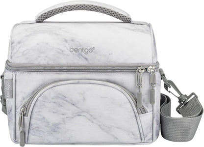 Bentgo Deluxe Lunch Bag - Durable and Insulated Lunch Tote with Zippered Outer Pocket, Internal Mesh Pocket, Padded and Adjustable Straps, & 2-Way Zippers - Fits All Lunch Boxes (Blue)