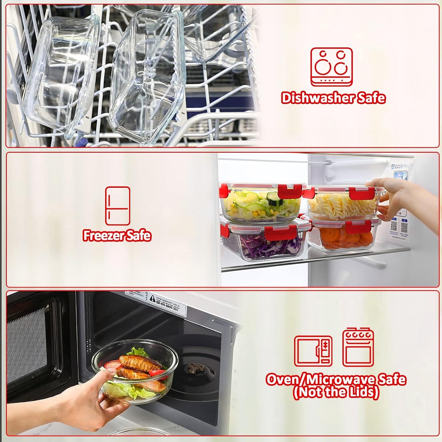 M MCIRCO 24-Piece Glass Food Storage Containers with Upgraded Snap Locking Lids,Glass Meal Prep Containers Set - Airtight Lunch Containers, Microwave, Oven, Freezer and Dishwasher