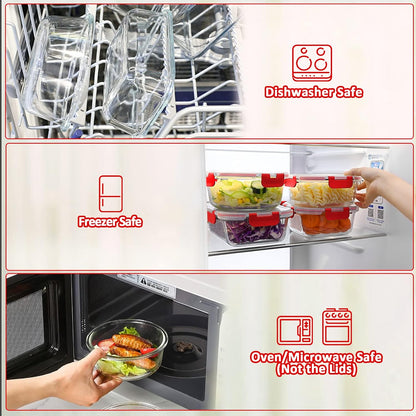 M MCIRCO 24-Piece Glass Food Storage Containers with Upgraded Snap Locking Lids,Glass Meal Prep Containers Set - Airtight Lunch Containers, Microwave, Oven, Freezer and Dishwasher